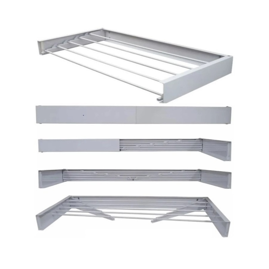Varal Mágico de Parede 104 Cm Retratil 6 Varetas Apartamento Kitnets Casas - Bitenfer Varais