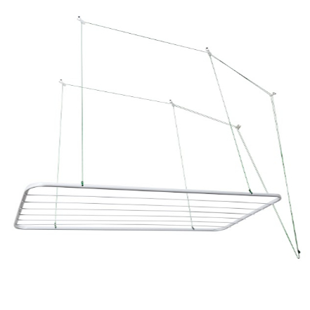 Varal de Teto 90cm Branco Aço Prático Casa Apartamento Kitnet