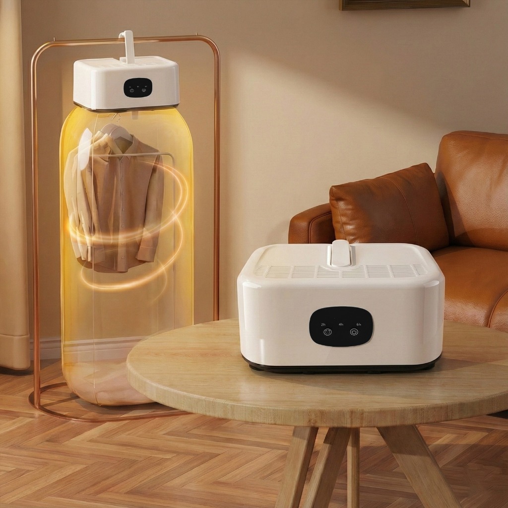 Secadora de Roupas Compacta 600W Silenciosa, com Temporizador e Secagem, indicada para Apartamentos Kitnet Studio Viagem