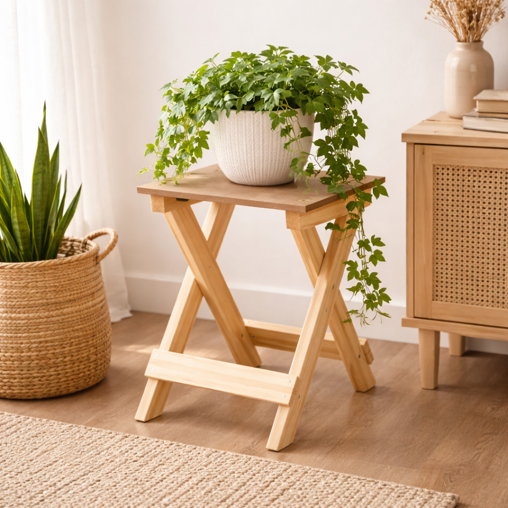 Banquinho de Madeira MDF Resistente – Apoio para Casa, Kitnet e Apartamento Qualidade Premium
