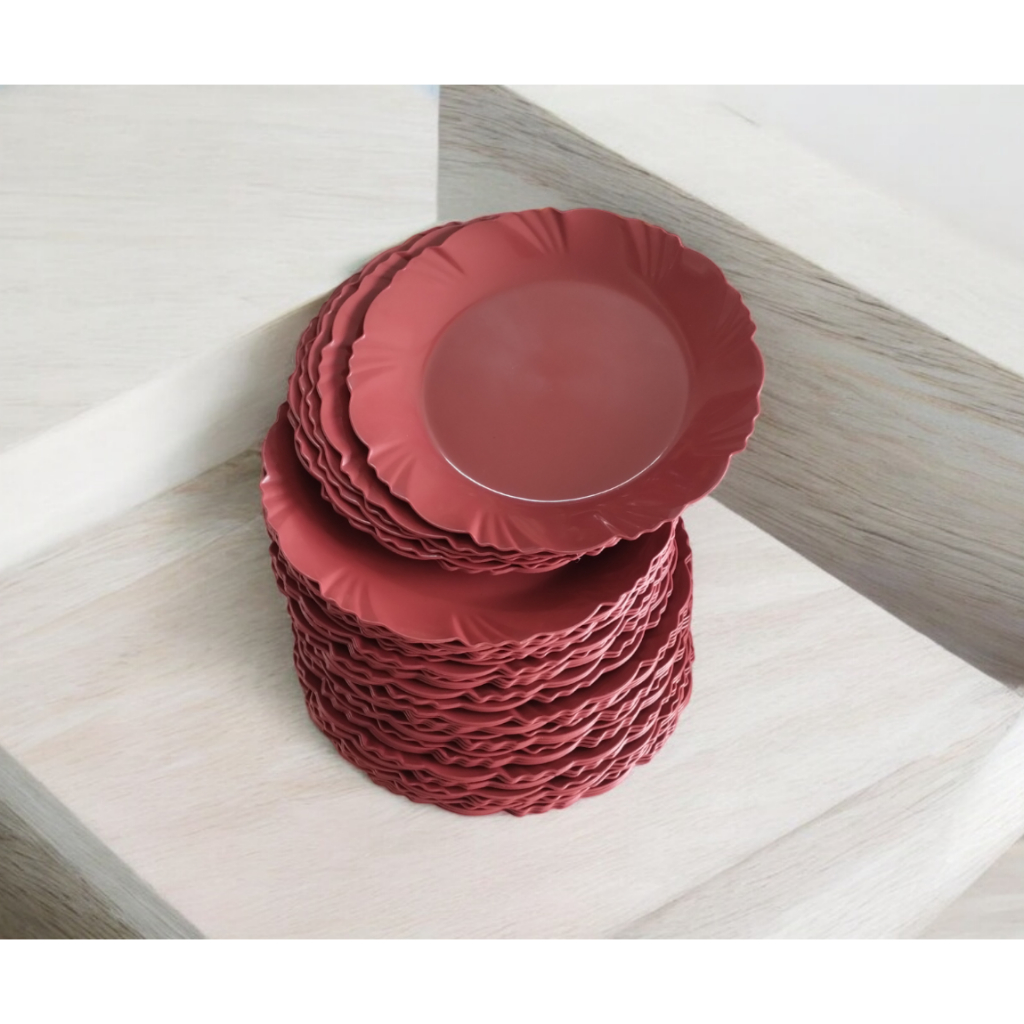 30 Prato de Sobremesa Vermelho Plástico 17 cm Ideal para Lanches e Festas