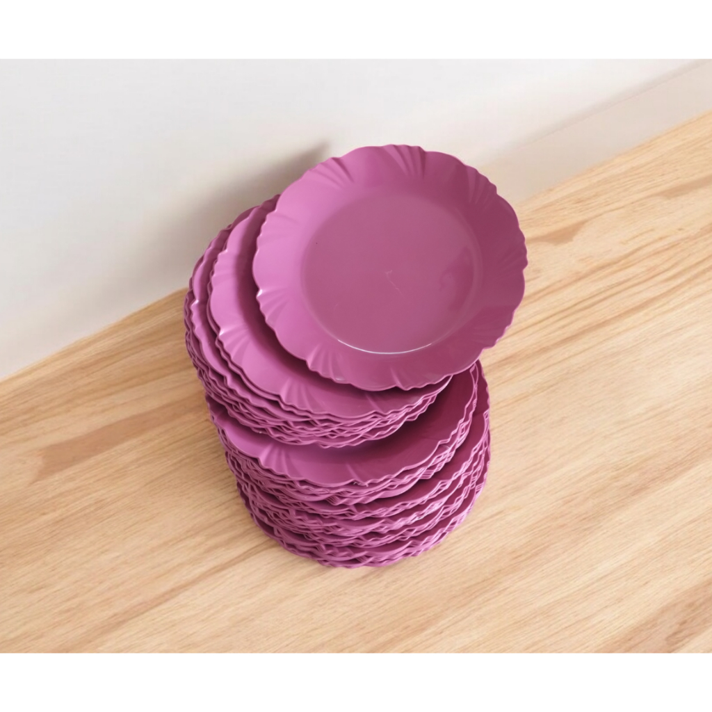 30 Prato de Sobremesa Rosa Plástico 17 cm Ideal para Lanches e Festas