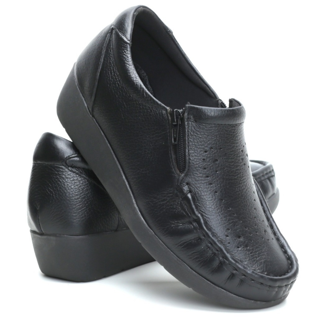 Sapato Sapatilha Feminino Conforto Em Couro Legitimo Mocassim Idosa