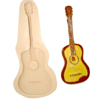 Molde de Silicone  Violão - Biscuit, resina, Pastas e etc... (X 06)