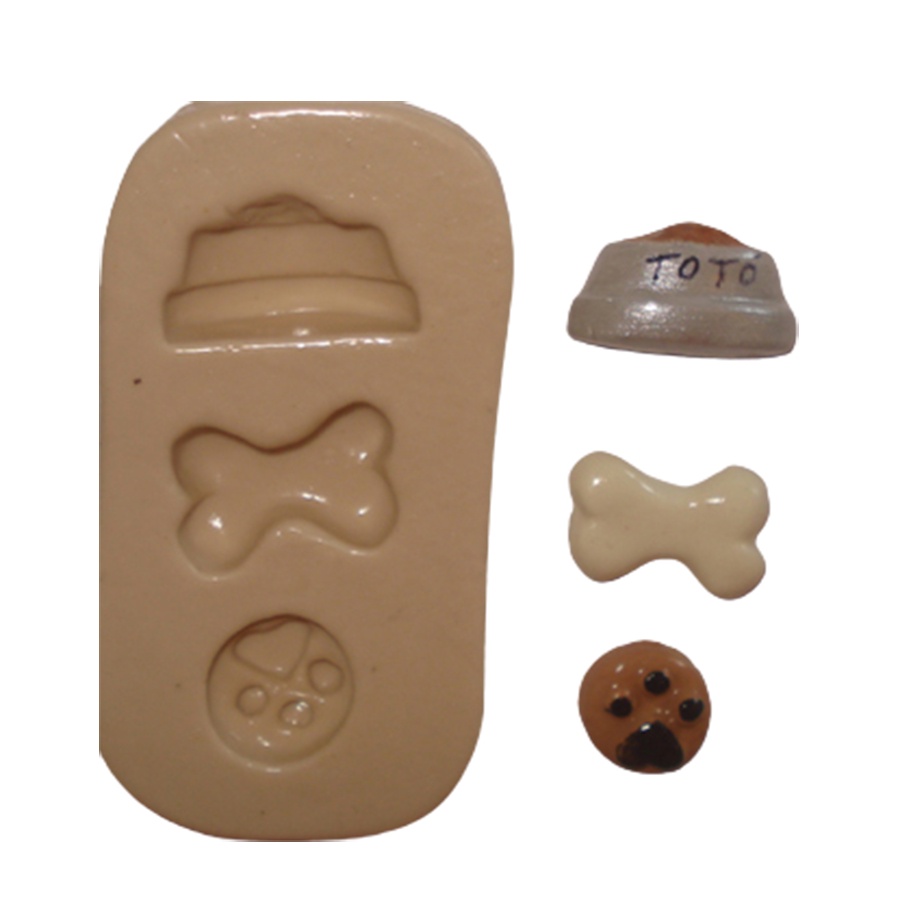Molde de silicone Osso Patinha  - Biscuit, Resina, Pastas e etc. (M 67)