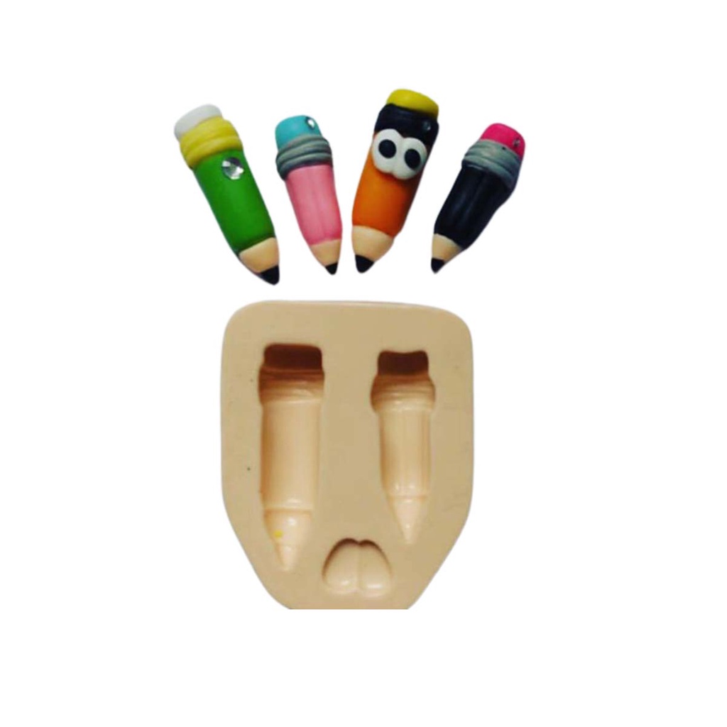 Molde de Silicone cod-M 230 Lápis Escolar 4,7x1,7x1,2cm e 4x1,6x1cm - 110g