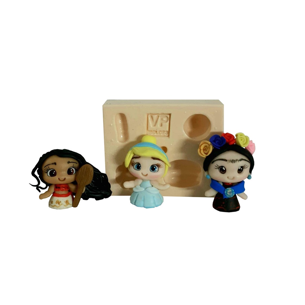 Molde de silicone Princesinhas (Moana) - Biscuit, Resina, Pastas e etc. (P 152)