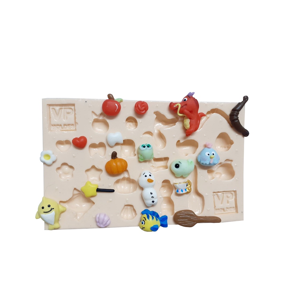 Molde de silicone cod-P 151 Miniaturas para Apliques - 0,8 a 2,2cm - 200g Biscuit confeitaria