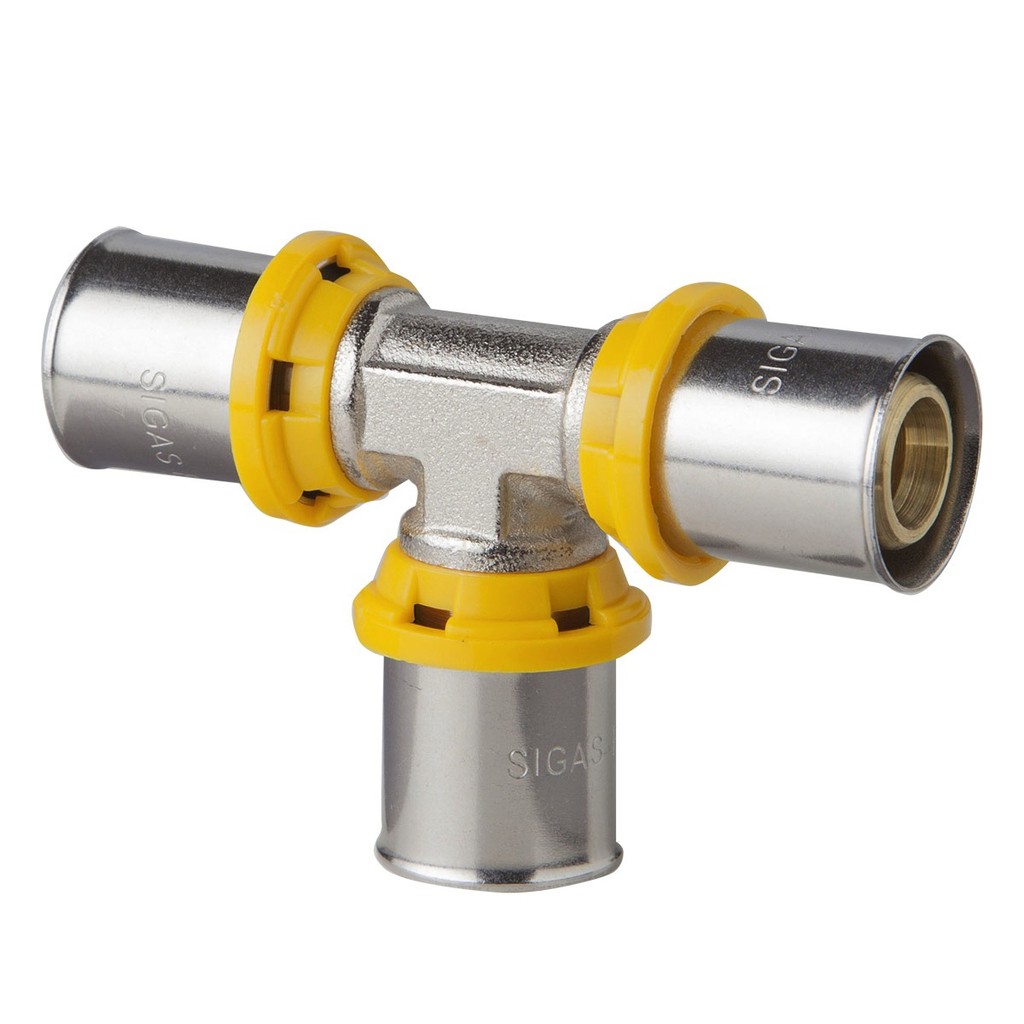 TEE Conexão Gás SIGAS 20mm Press-fit Metal Profissional Reforçado Anti Vazamento Premium Durável