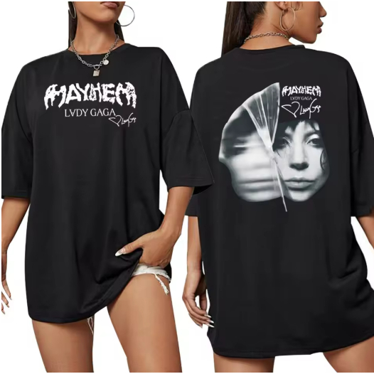 Camiseta Camisa Blusa Algodão Unissex Lady GAGA The Mayhem Ball Tour 2025