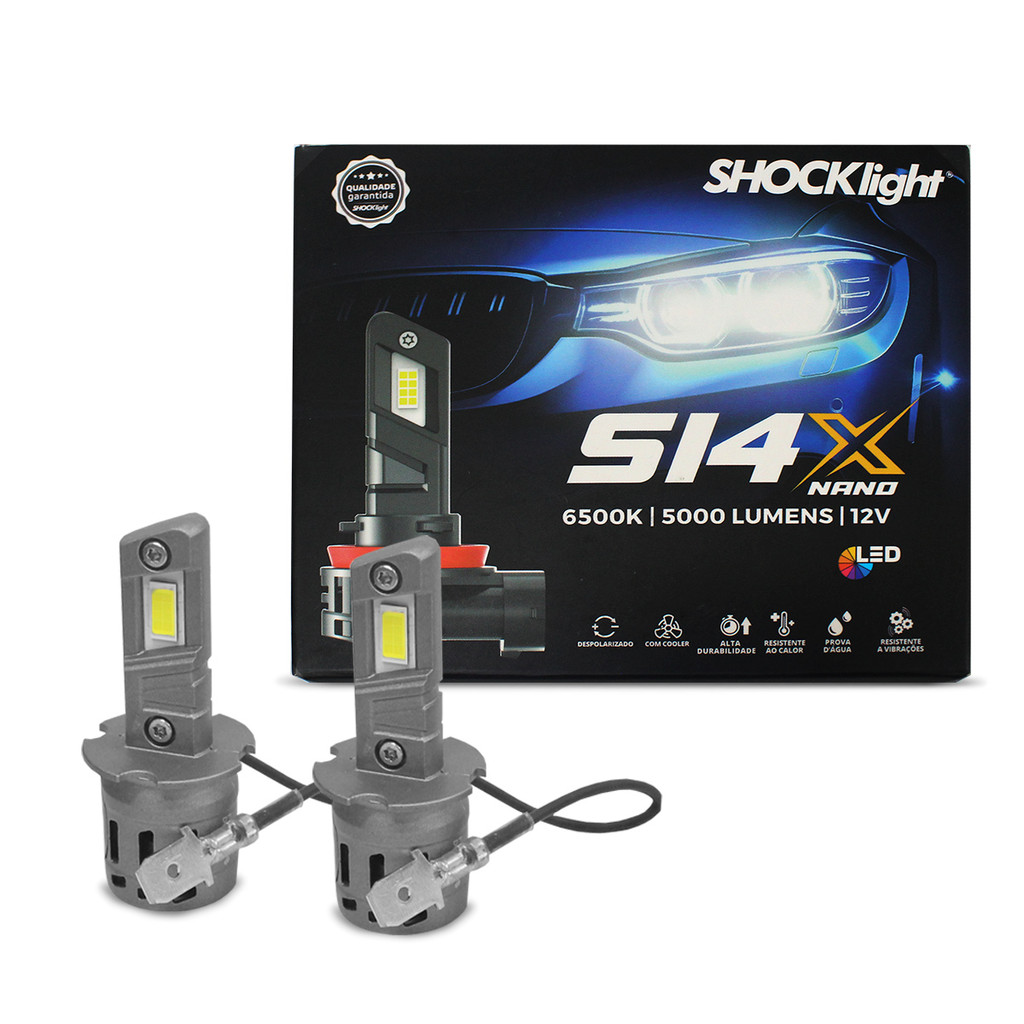 Kit Lâmpadas LED H3 S14x 6500k 5000 Lumens 22w