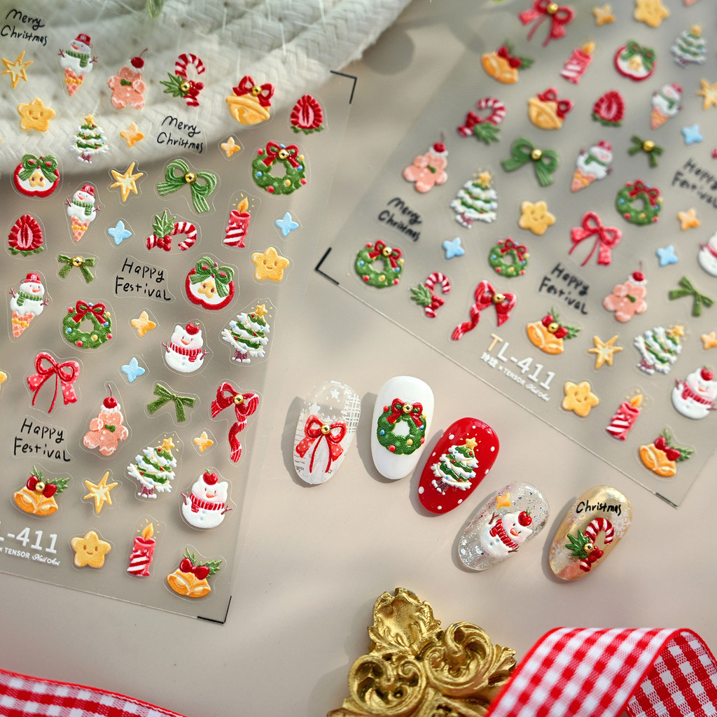 Guirlanda de natal sino arco Metal tridimensional Manicure adesivos unhas decorativas computador caso do telefone iPad a