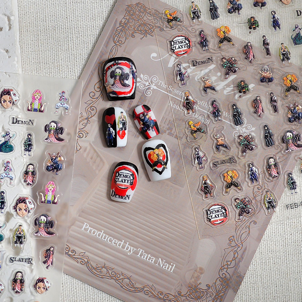 Desenhos animados Demon Slayer Manicure adesivo Tanjirou Nezuko bidimensional telefone móvel ipad decoração adesiva à pr