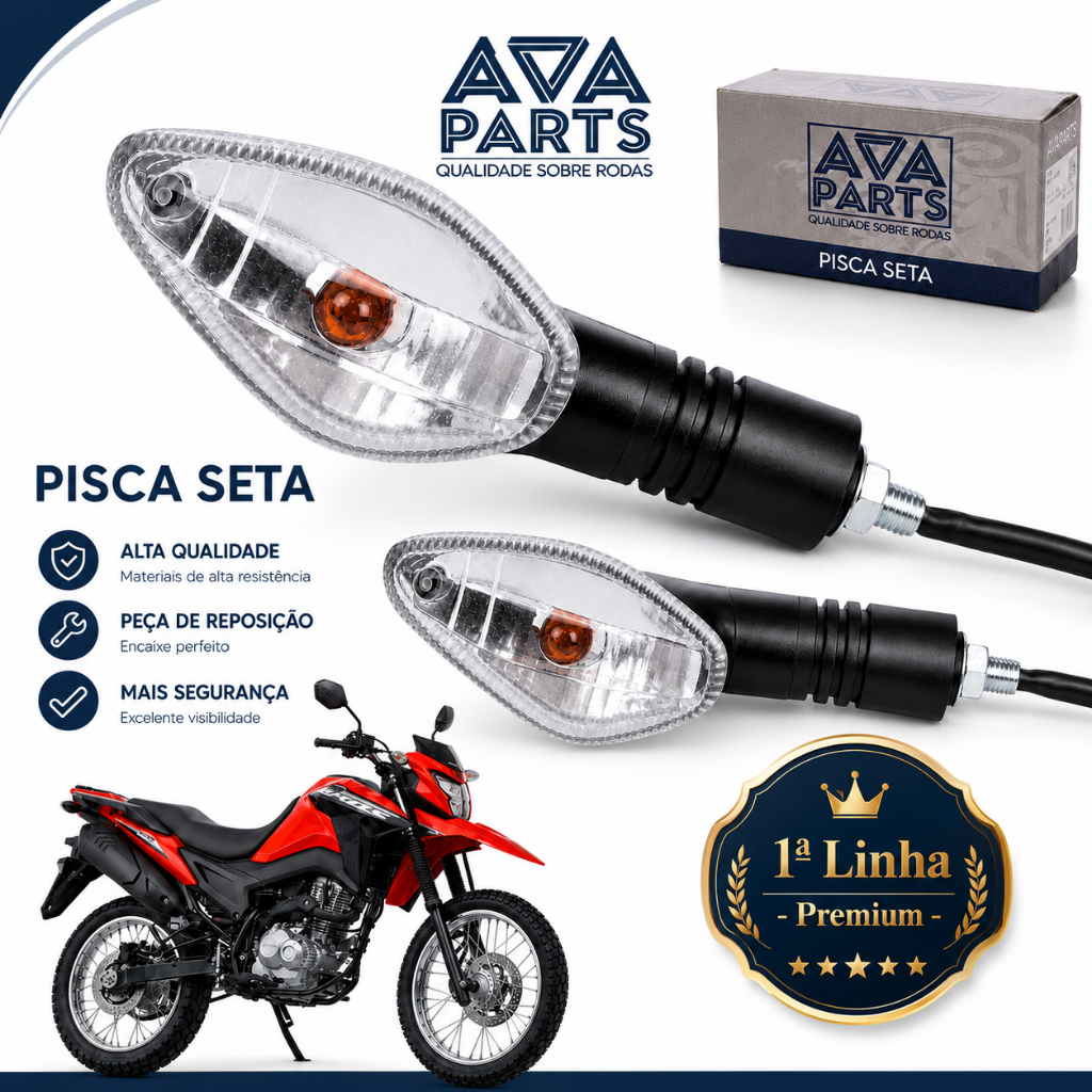 01 Par Pisca Seta para Bros Xre 300 190 Cg Titan 150 125 Com Lampada encaixe rosca