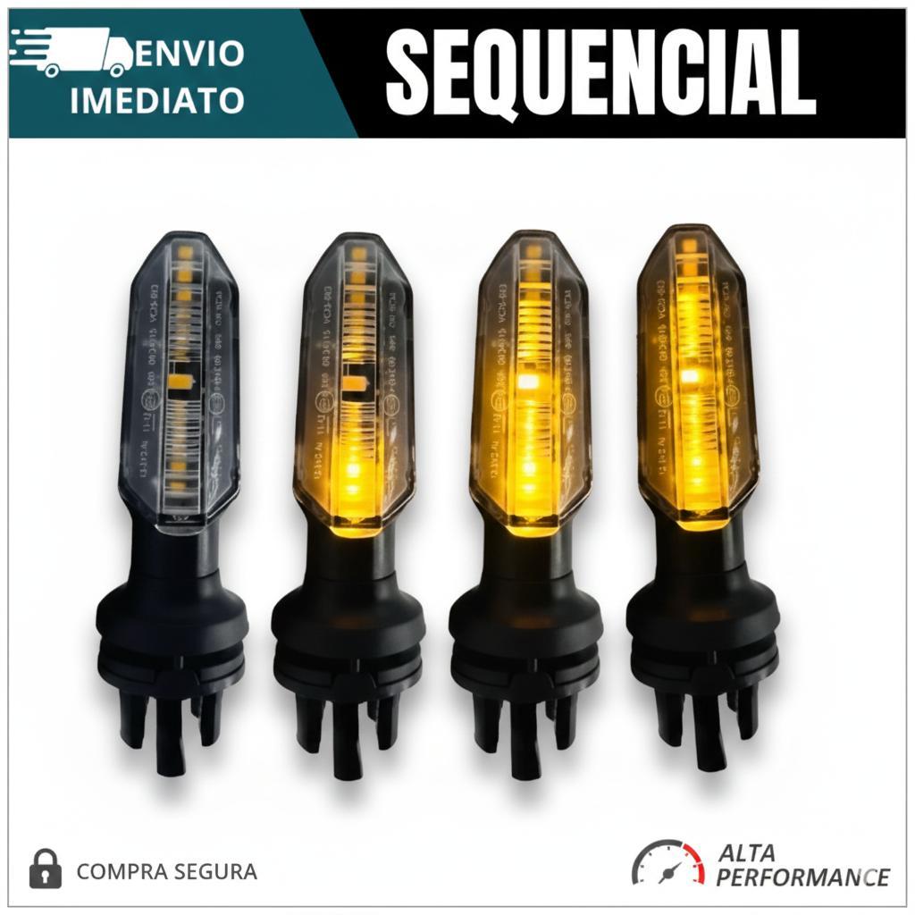 Pisca Sequecial Led Seta Universal Twister kit com 4 ou 2 Peças Fan Titan Cb 250 Bros Xre 300 Pisca Sequecial Com Coxin