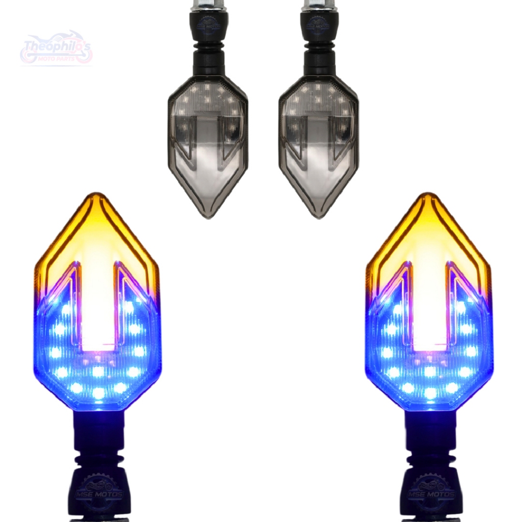 PAR DE SETA PISCA DE LED SEQUENCIAL FLECHA AZUL UNIVERSAL MOTOS TITAN FAN TWISTER FAZER