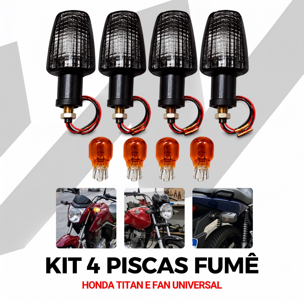 Kit 4 Piscas Seta  Twister Titan Fan 125-150 Xre Cb 300 Bros com Lâmpada