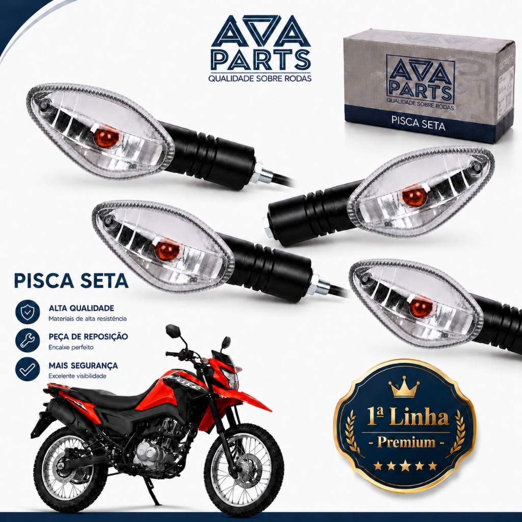 4 Pisca Seta Titan 150 Cg 125 1999 a 2013 Bros 150 160 Xre 190 300 soquete rosca Com Lampada