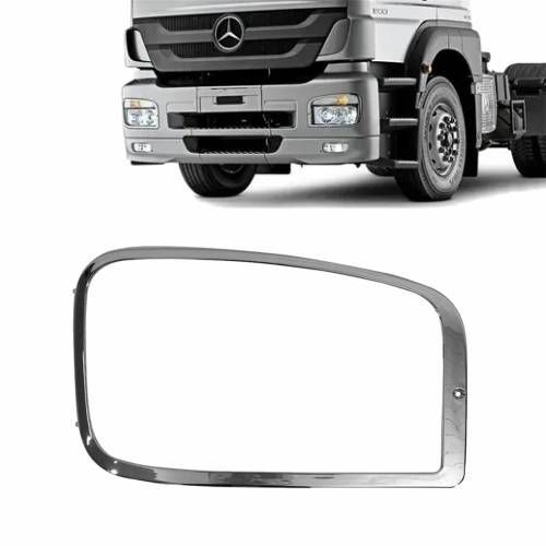 ARO MOLDURA FAROL PRINCIPAL PARA CAMINHÃO MERCEDES AXOR CROMADO LADO DIREITO EDN