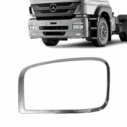 PAR ARO MOLDURA FAROL PRINCIPAL PARA CAMINHÃO MERCEDES AXOR CROMADO LADO ESQUERDO EDN