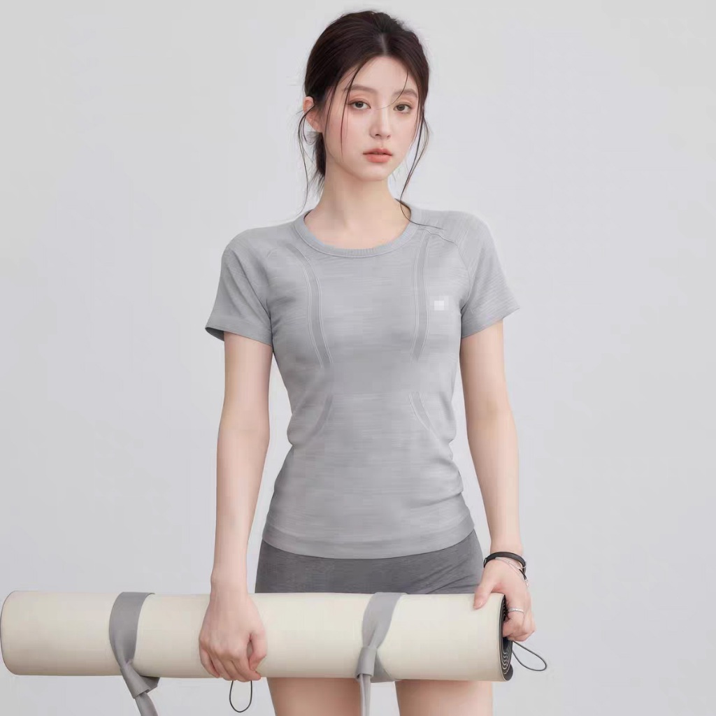 Em Torno Do Pescoço yoga Manga Curta Respirável Secagem Rápida Correndo Camiseta Pilates Treinamento Topo