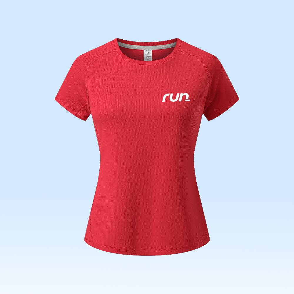 Verão Feminino Manga Curta Seda Gelo Secagem Rápida Em Torno Do Pescoço Respirável Esportes Camiseta