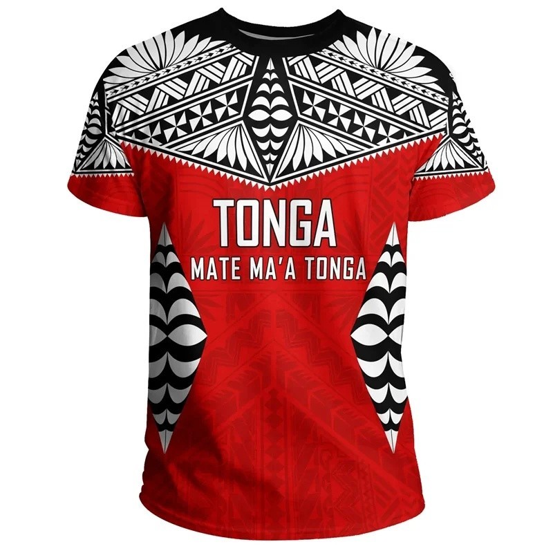 Moda Tonga Camisetas Para Homens Verão Casual 3D Impresso Polinésia Camiseta Em Torno Do Pescoço Manga Curta Topos Rua S