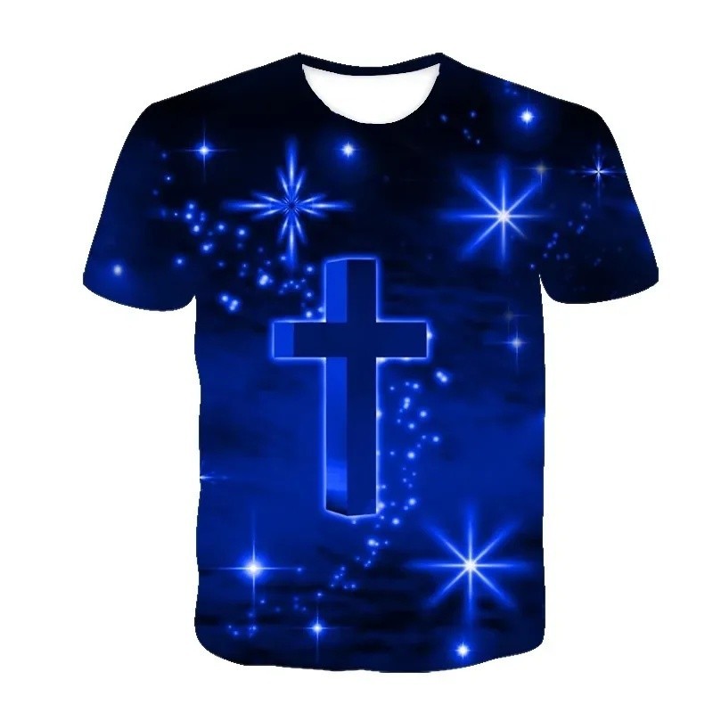 2026 Nova Moda Jesus Cristo 3D Impresso T Camisa Masculina Em Torno Do Pescoço Manga Curta Oversized Casual Secagem Rápi