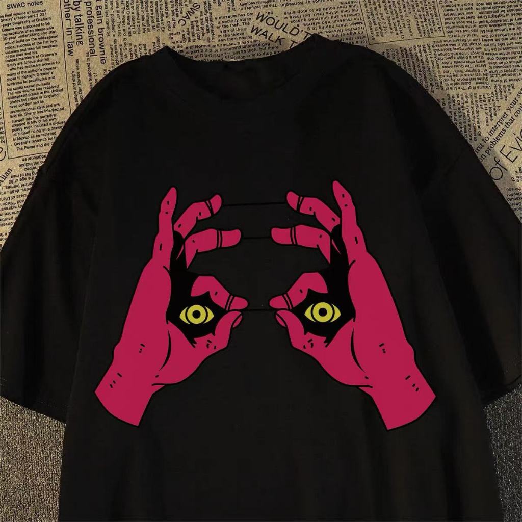 Camiseta Unissex Algodão puro em torno do pescoço camiseta moletom engraçado impressão solta Extra grande manga curta Re