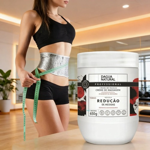 Kit Afina Cintura com Creme Pimenta Negra D'Água Natural de 650g Cinta com Isolmanta