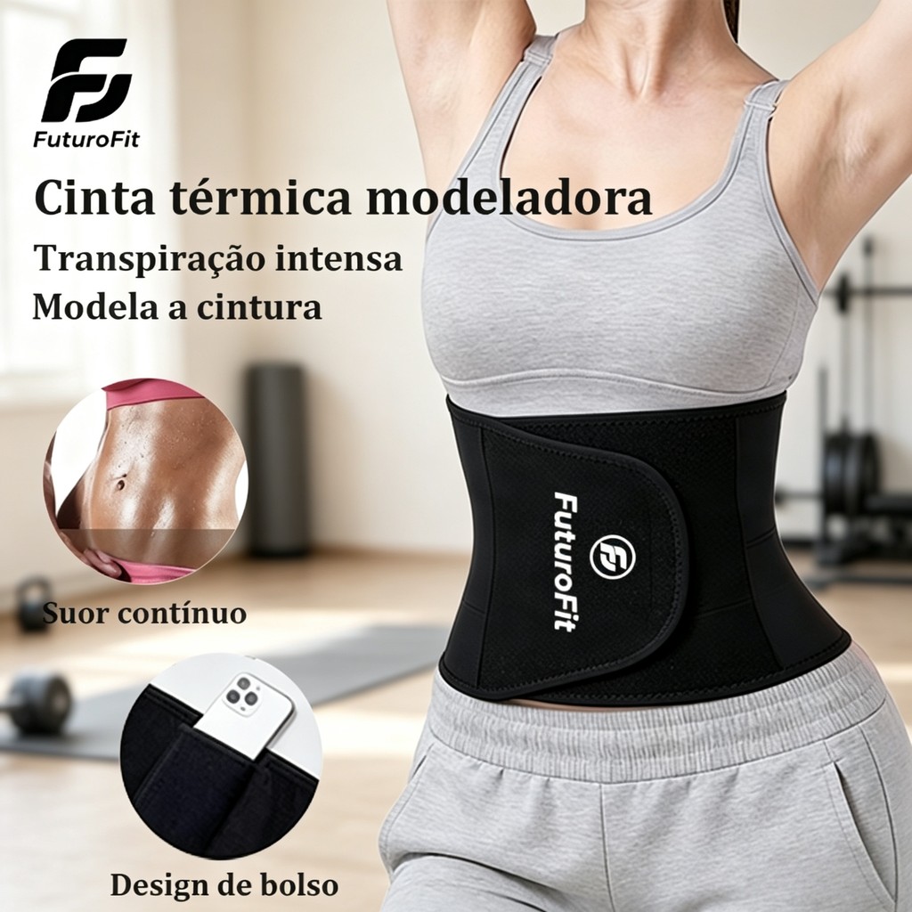 Cinto Auto-Aquecimento Esportivo Treino Em Casa  Perda Gordura Modelagem Cintura Íons Prata Portátil