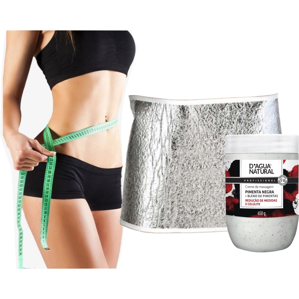 Kit Afina Cintura com Creme Pimenta Negra D'Água Natural de 650g Cinta com Isolmanta