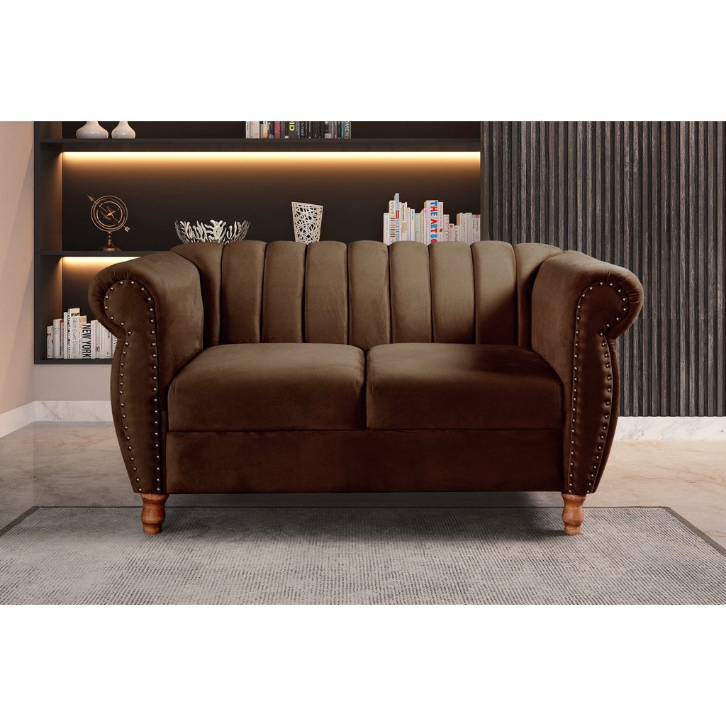 Namoradeira Realeza Sofá Chesterfield Decoração Sala Recepção Estilo Retrô Marrom Marrom