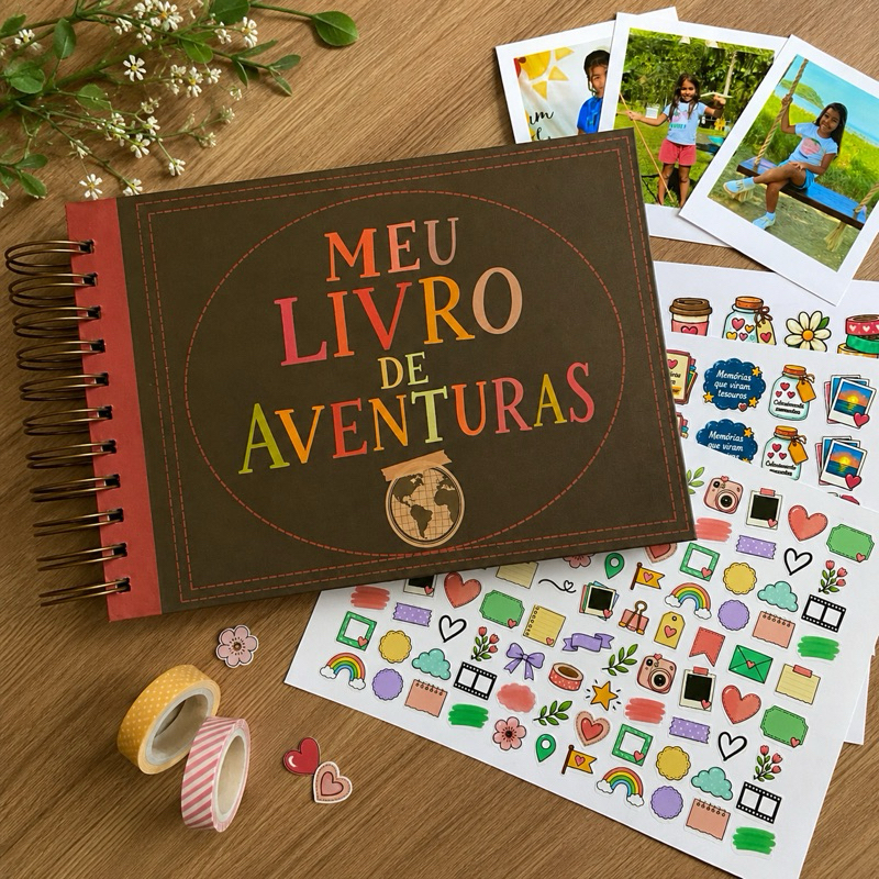 Livro de Aventuras UP-ALTAS AVENTURAS-Álbum de Fotos Scrapbook - A5 - 30 Folhas +50 Polaroides +150 Adesivos de Brinde