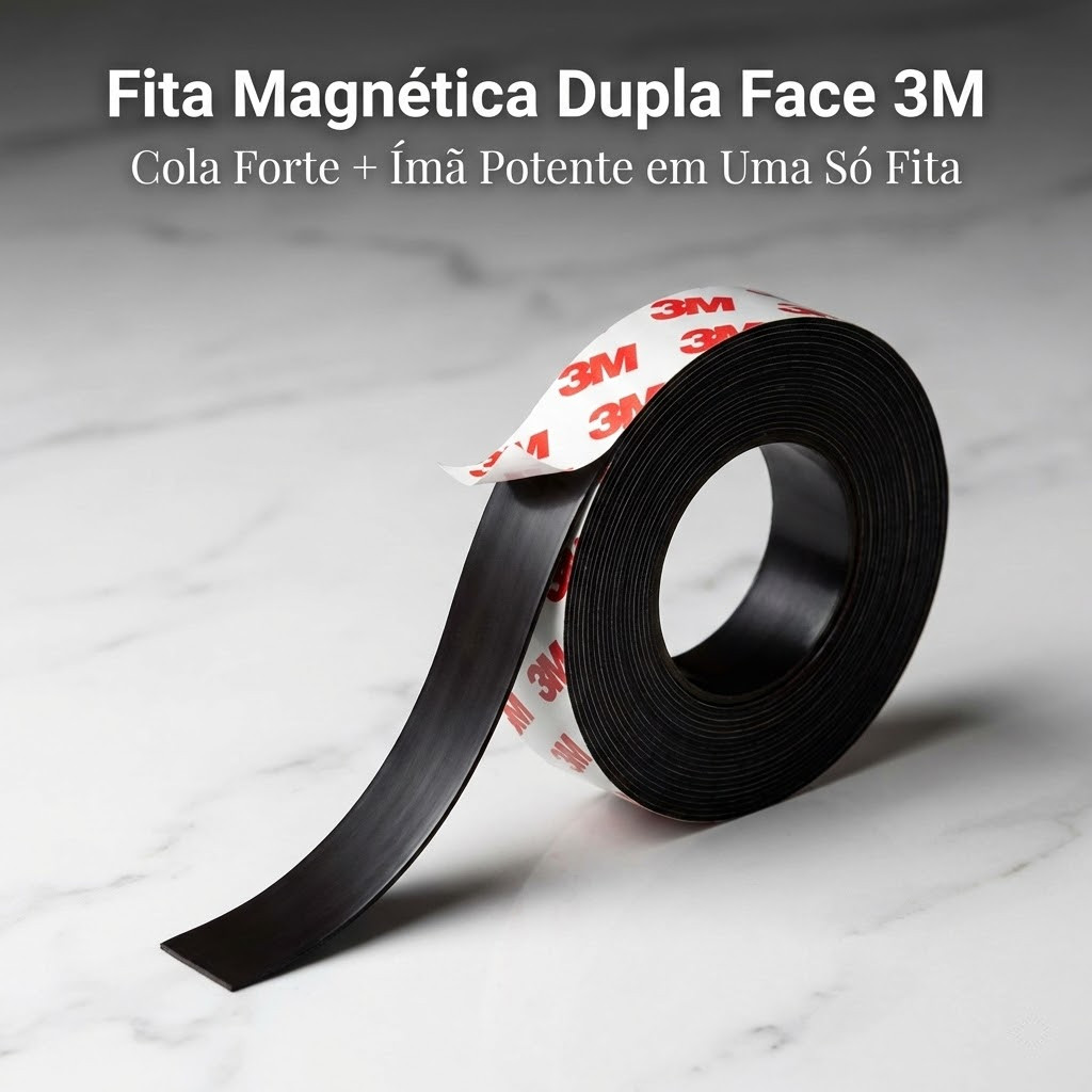 Imã Artesanato Fita Com Adesiva Colante 9x2 14x2mm Tela Mosqueteira 2 Polos Cola 3M Forte Magnética