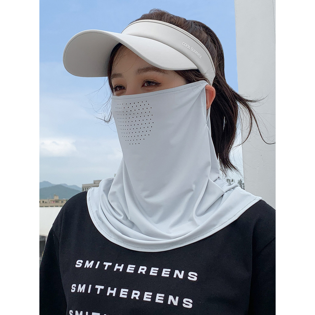 Máscara protetor solar feminino masculino capa rosto cheio de seda gelo babador máscara capa pescoço proteção facial ver
