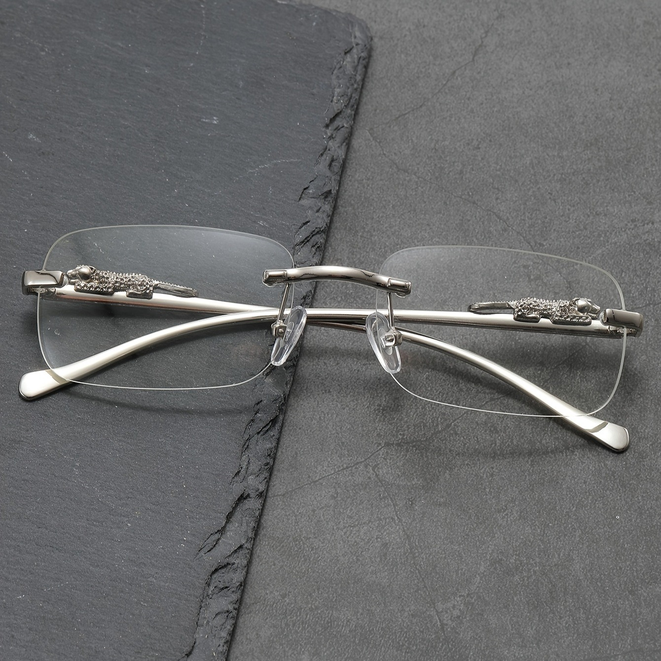 Óculos Sem Moldura Quadrado Metal Plano Clássico Retrô Para Homens E Mulheres