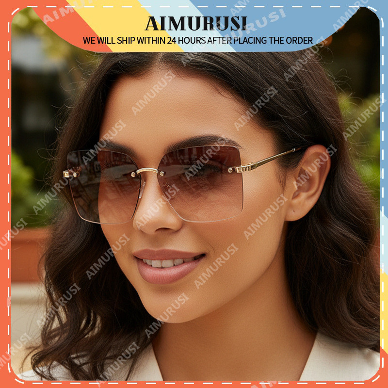 (AIMURUSI) Óculos De Sol Vintage Coreano Fashion Y2K Com Borda Chanfrada Quadrada Sem Moldura Para Mulheres E Homens Pro