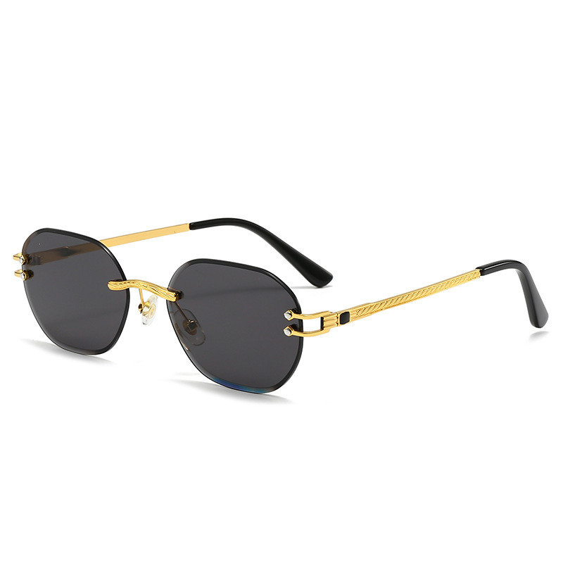 Óculos De Sol Polígono Sem Moldura Feminino Quadrado Metal Ouro Masculino Aro UV400 Para Homem 2026verde Azul Marrom