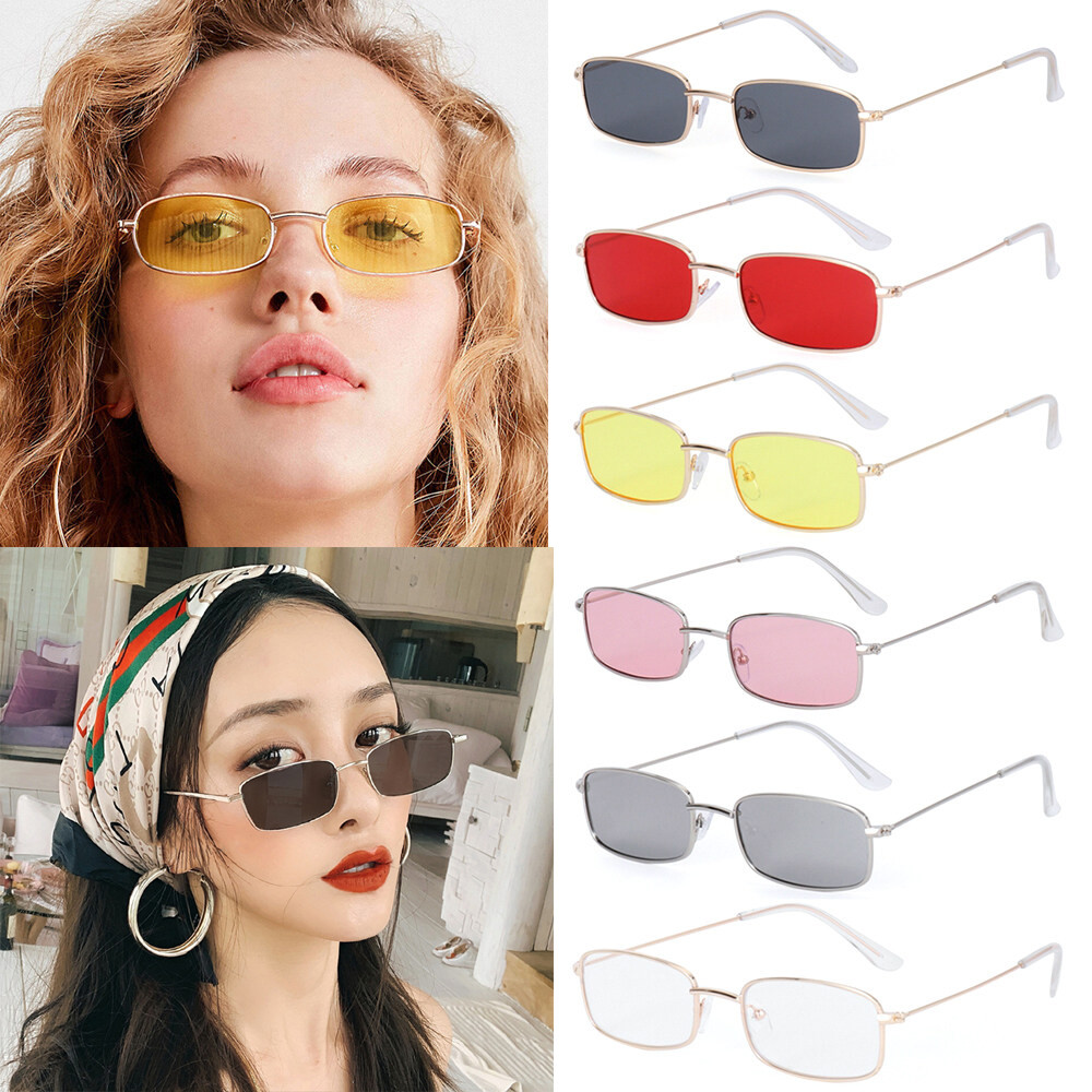 Óculos De Sol Quadrados Retro Para Homens/Mulheres Moda Pequena Moldura Vintage Metal