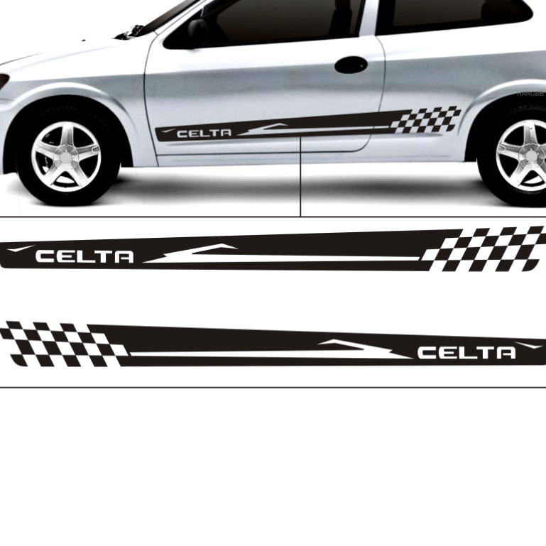 Adesivo Decorativo Para Carro Celta Faixa Lateral Escrito Celta Serve Para Celta 2 ou 4 Portas