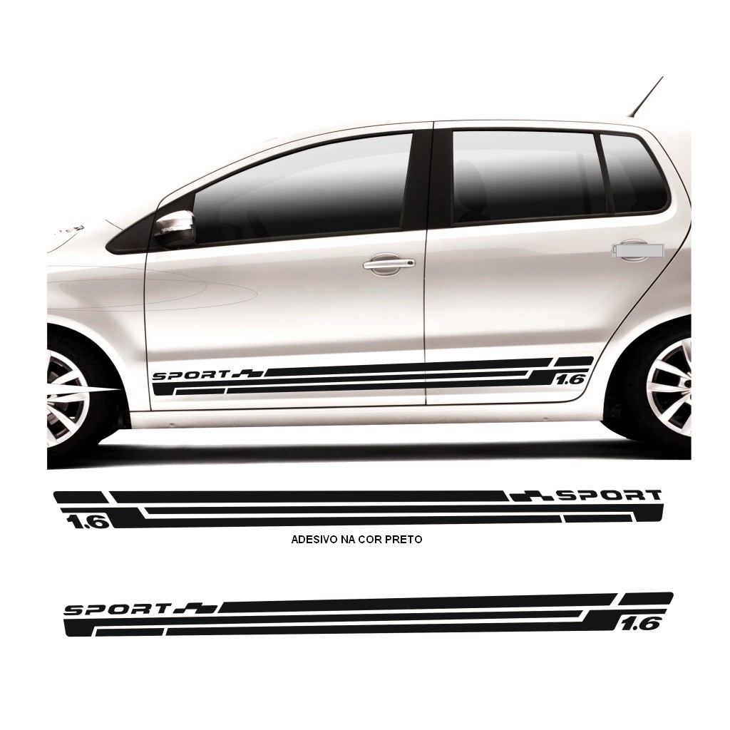 Adesivo Modelo Sport C1 Para Fox 2 Ou 4 Portas Kit Faixa Lateral Modelo EscritoSport Adesivos Para Carro Decorativo