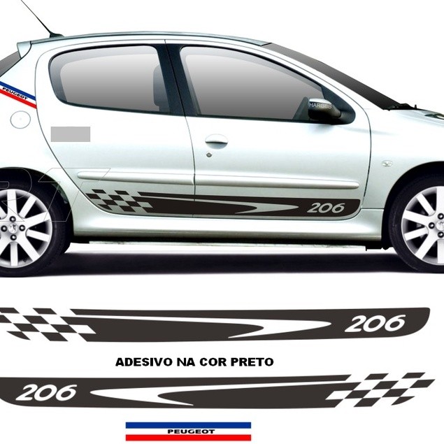 Adesivo Decorativo Faixa Lateral Esportivo Para Peugeot 206 4 Portas Adesivos Para Carro Esportivo