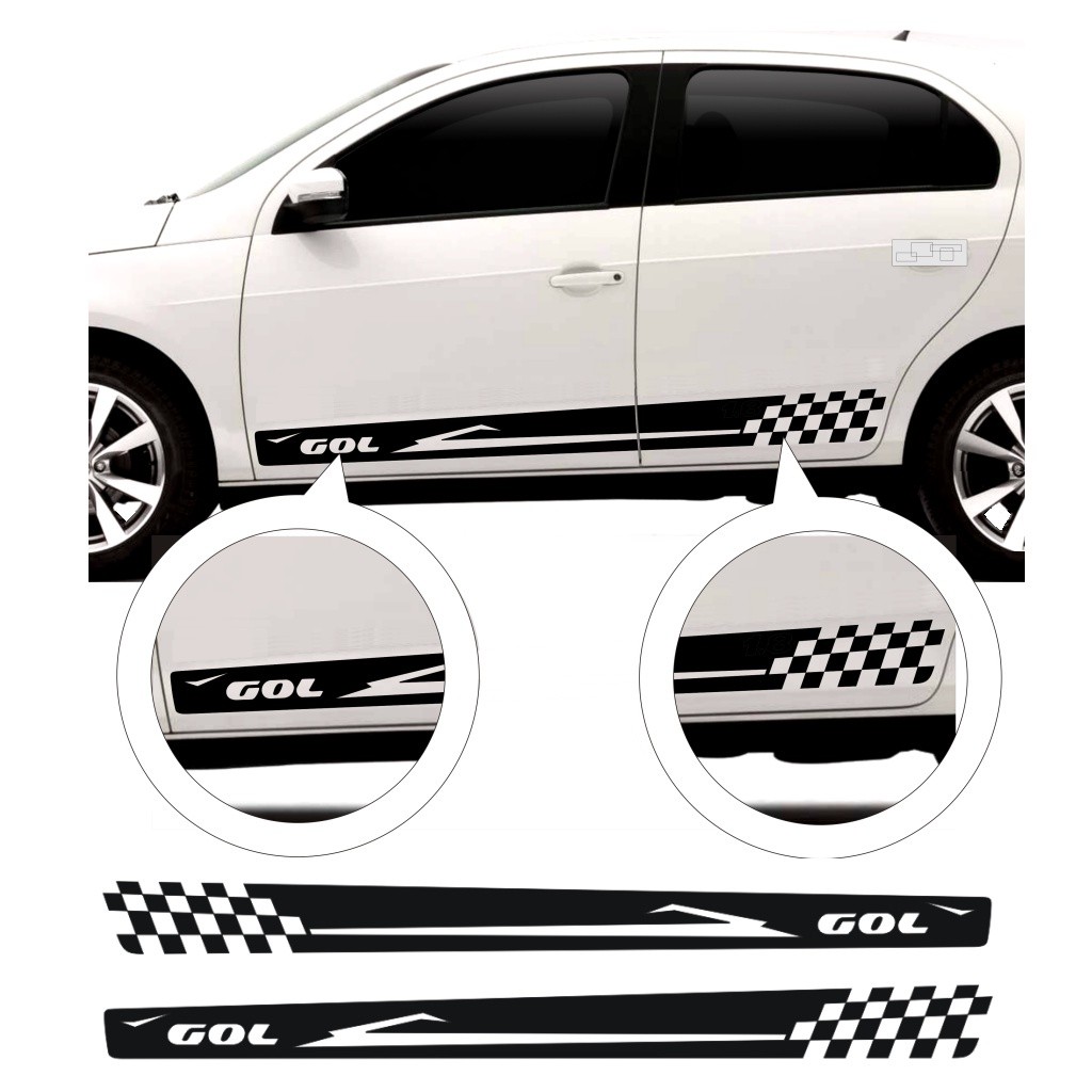Adesivo Decorativo Para Carro Gol G2 G3 G4 G5 G6 Faixa Lateral Mod. Gol Adesivos Carro 2 ou 4 Portas