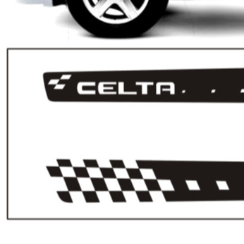 Adesivo Para Carro Celta Faixa Lateral Escrito Celta detalhe Quadriculado Serve Em 2 e 4 Portas