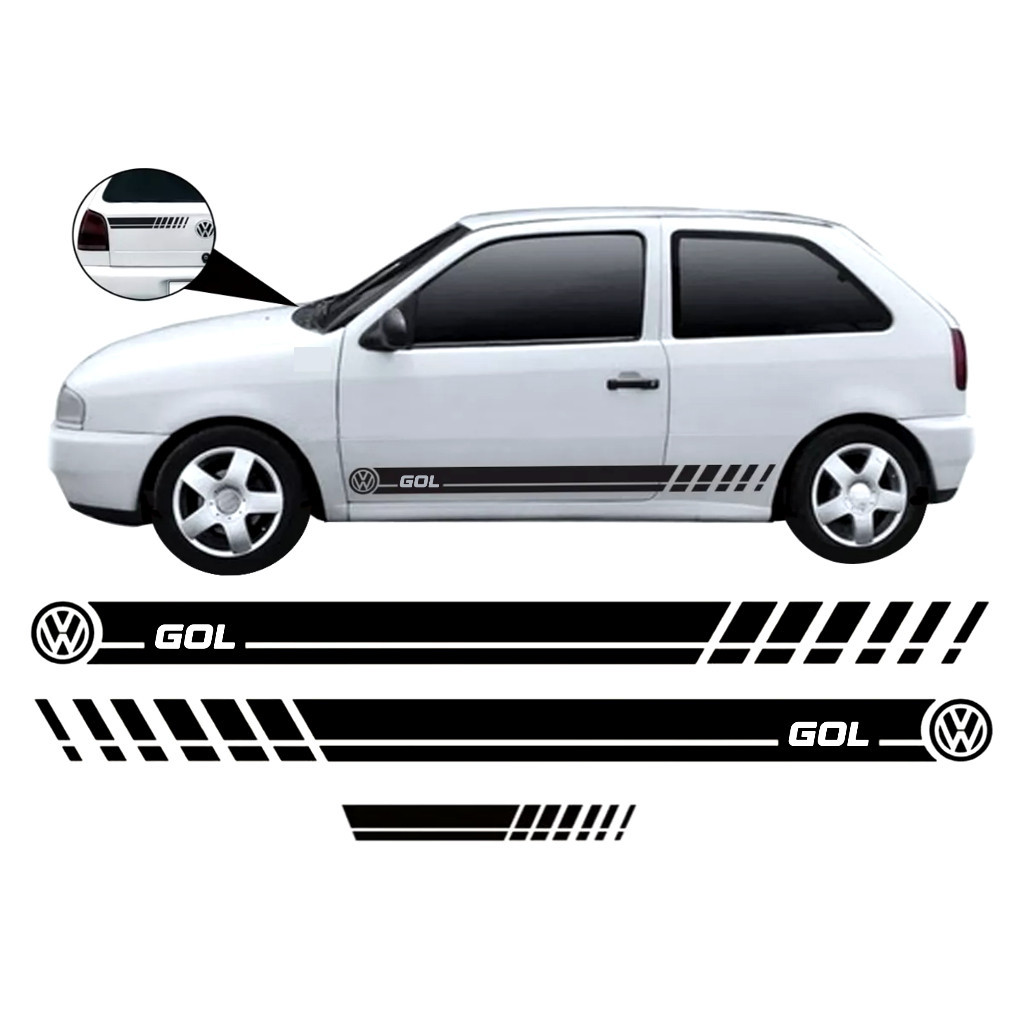 Kit 3 Adesivos Gol Bola G2 Faixa Lateral 2 Ou 4 Portas Sport Tuning Acessórios Carro Personalizado VW66