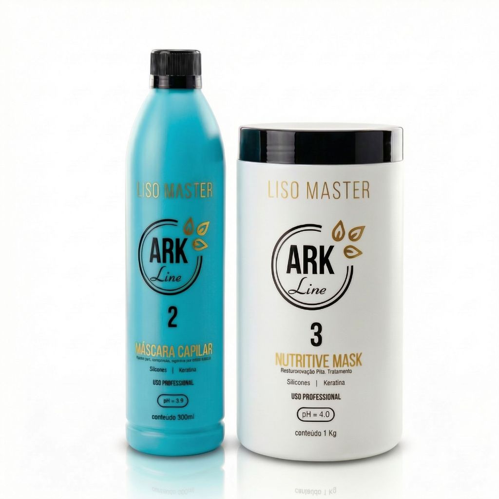 Kit Ativo Liso Master 500ml + Máscara Pós 1Kg | Cabelos Lisos e Hidratados - Alisamento Sem Formol Profissional