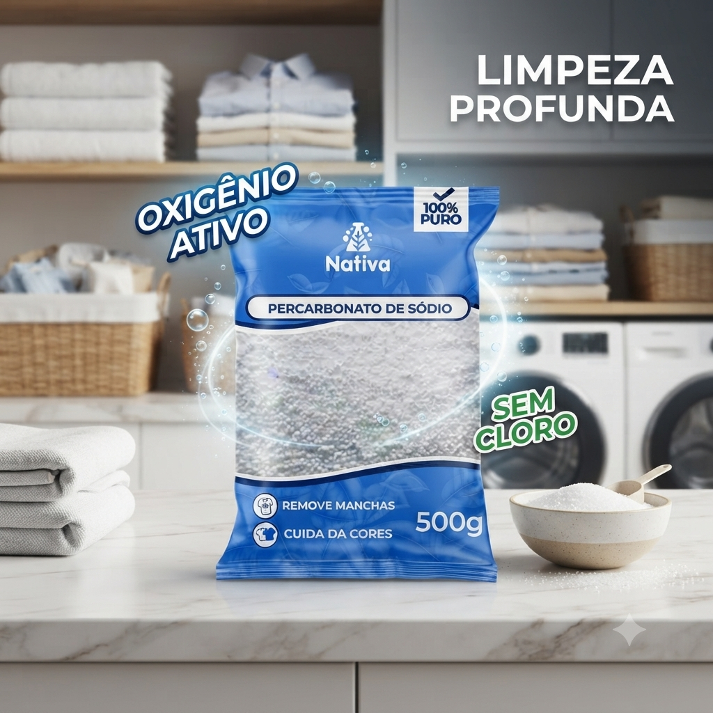 Percarbonato De Sódio 500g Oxigênio Ativo Limpeza Profunda Sem Cloro