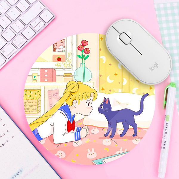 Mouse Pad Sailor Moon com Gato Fofo