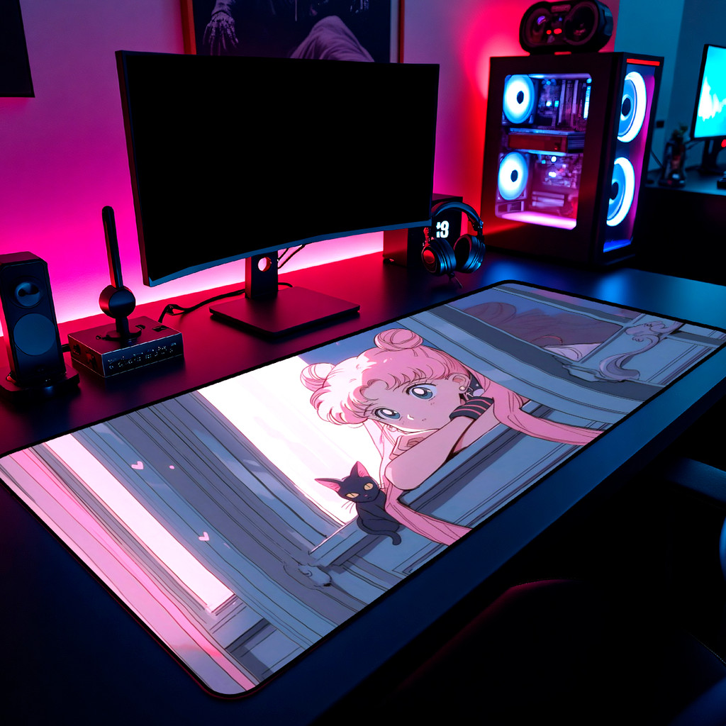 Mouse Pad Gamer Chibiusa Sailor Moon Anime 65x30cm 80x40cm 90x50cm 120x60cm Borda Costurada
